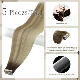 Close-up of Full Shine tape in hair extensions showing adhesive
