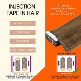 Close-up of Full Shine Tape In Hair Extensions showing adhesive