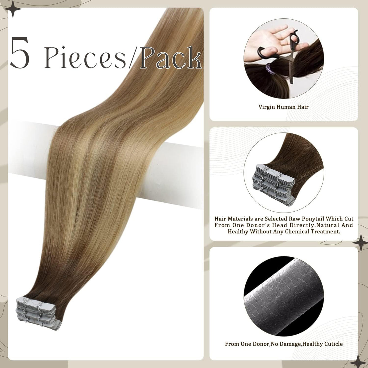 Close-up of Full Shine Tape in Hair Extensions showing tape