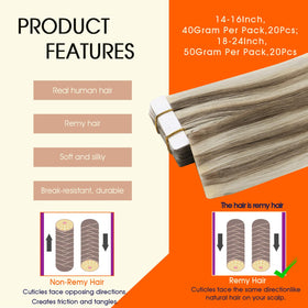 Close-up of Full Shine Tape In Hair Extensions showing texture