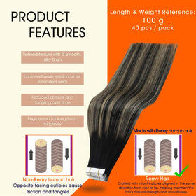 Close-up of Full Shine Tape In Hair Extensions showing texture