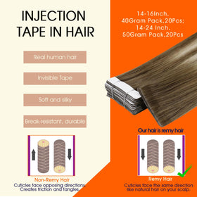 Close-up of Full Shine Tape in Hair Extensions showing the adhesive tape