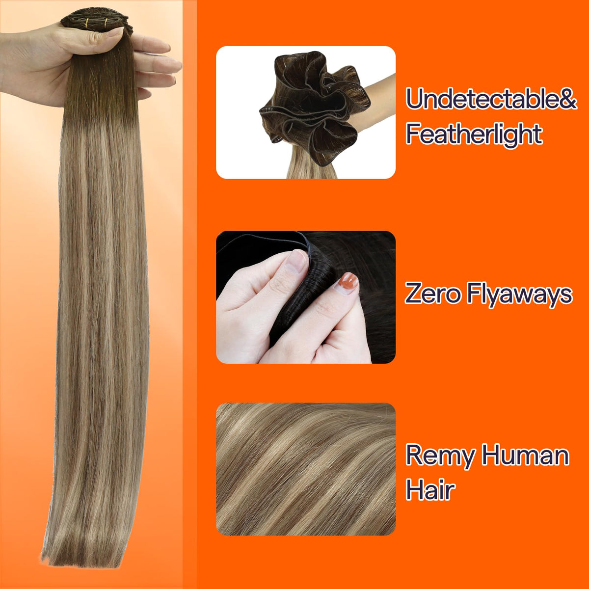 Close-up of Full Shine Weft Hair Extensions texture