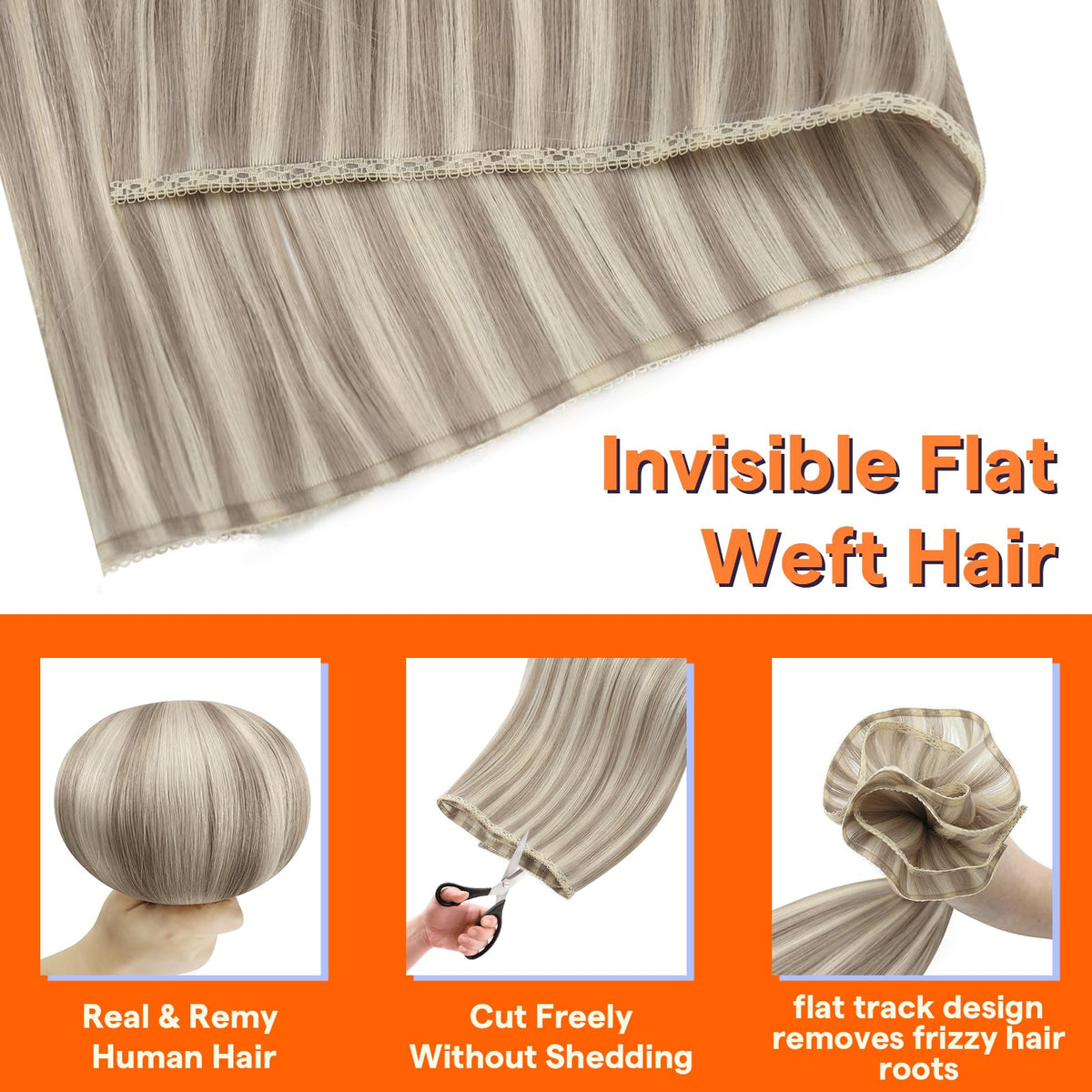 Close-up of Full Shine Weft Hair Extensions texture