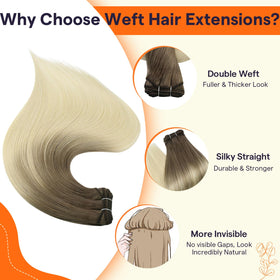 Close-up of Full Shine Weft Hair Extensions texture and colour