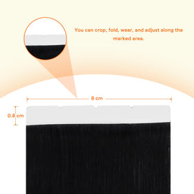 Close-up of Full Shine Wide Human Hair Extensions tape weft