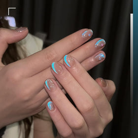 Close-up of GAOY blue glitter gel polish texture