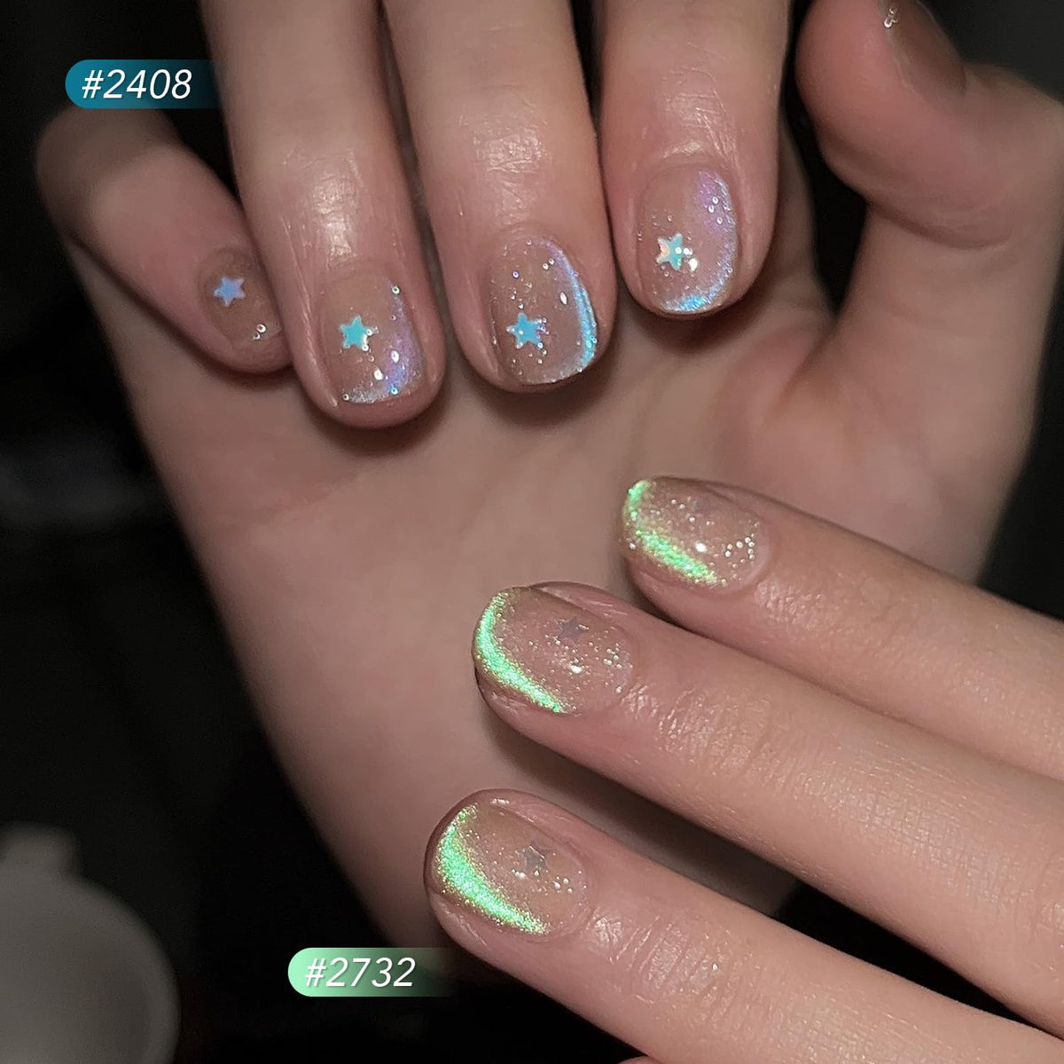 Close-up of GAOY Cat Eye Gel Nail Polish in Mermaid's Tears