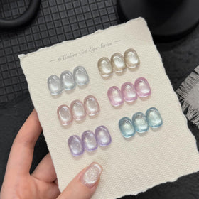 Close-up of GAOY cat eye gel polish in vibrant colours