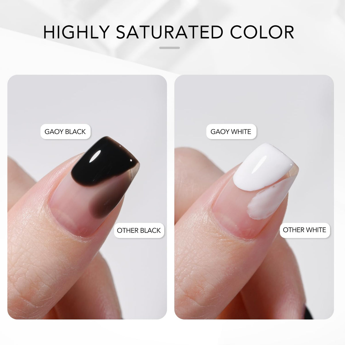 Close-up of GAOY Gel Nail Polish black bottle