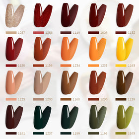 Close-up of GAOY gel nail polish bottles in various colours