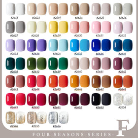 Close-up of GAOY gel nail polish bottles in various colours
