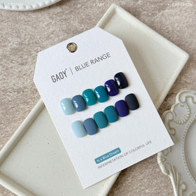 Close-up of GAOY gel nail polish bottles showing colour range