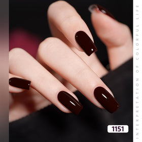 Close-up of GAOY gel nail polish in dark cherry red