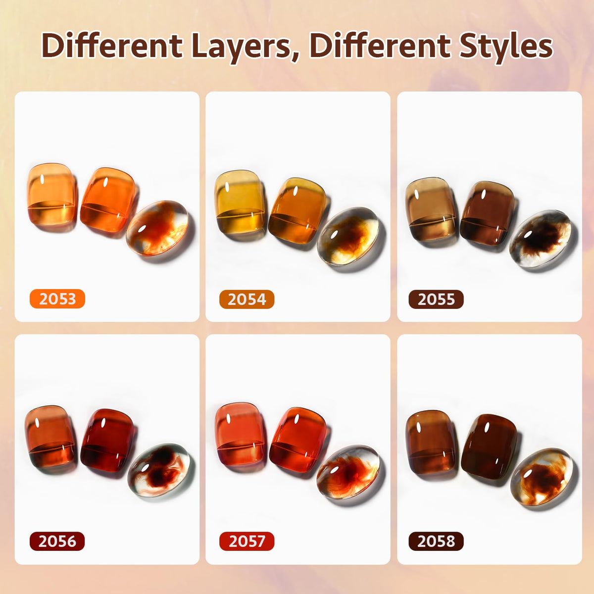 Close-up of GAOY gel nail polish in tortoise brown shade