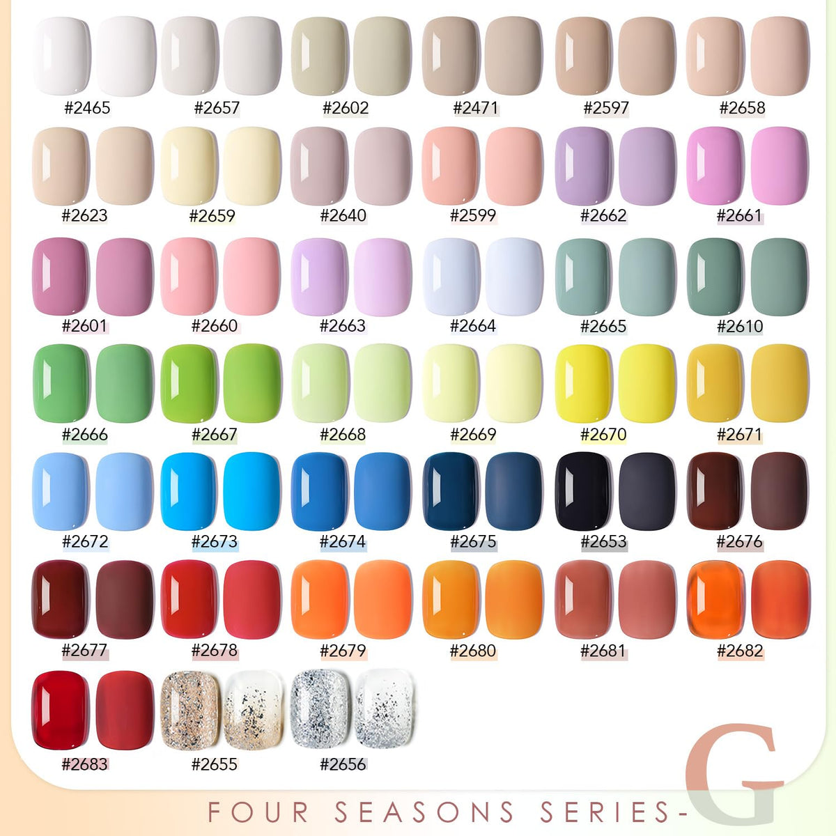 Close-up of GAOY gel polish bottles in various colours