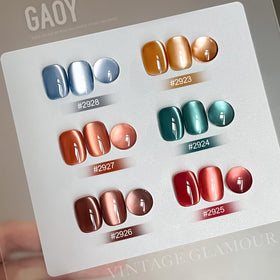 Close-up of GAOY gel polish bottles in various colours