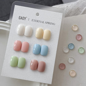 Close-up of GAOY gel polish bottles showing vibrant pastel colours