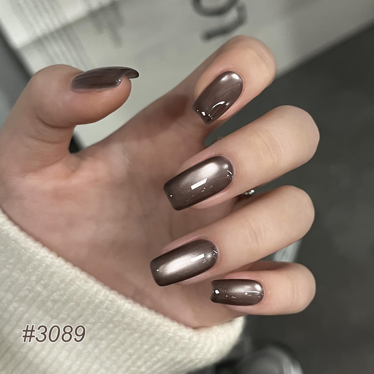 Close-up of GAOY gel polish in brown colour