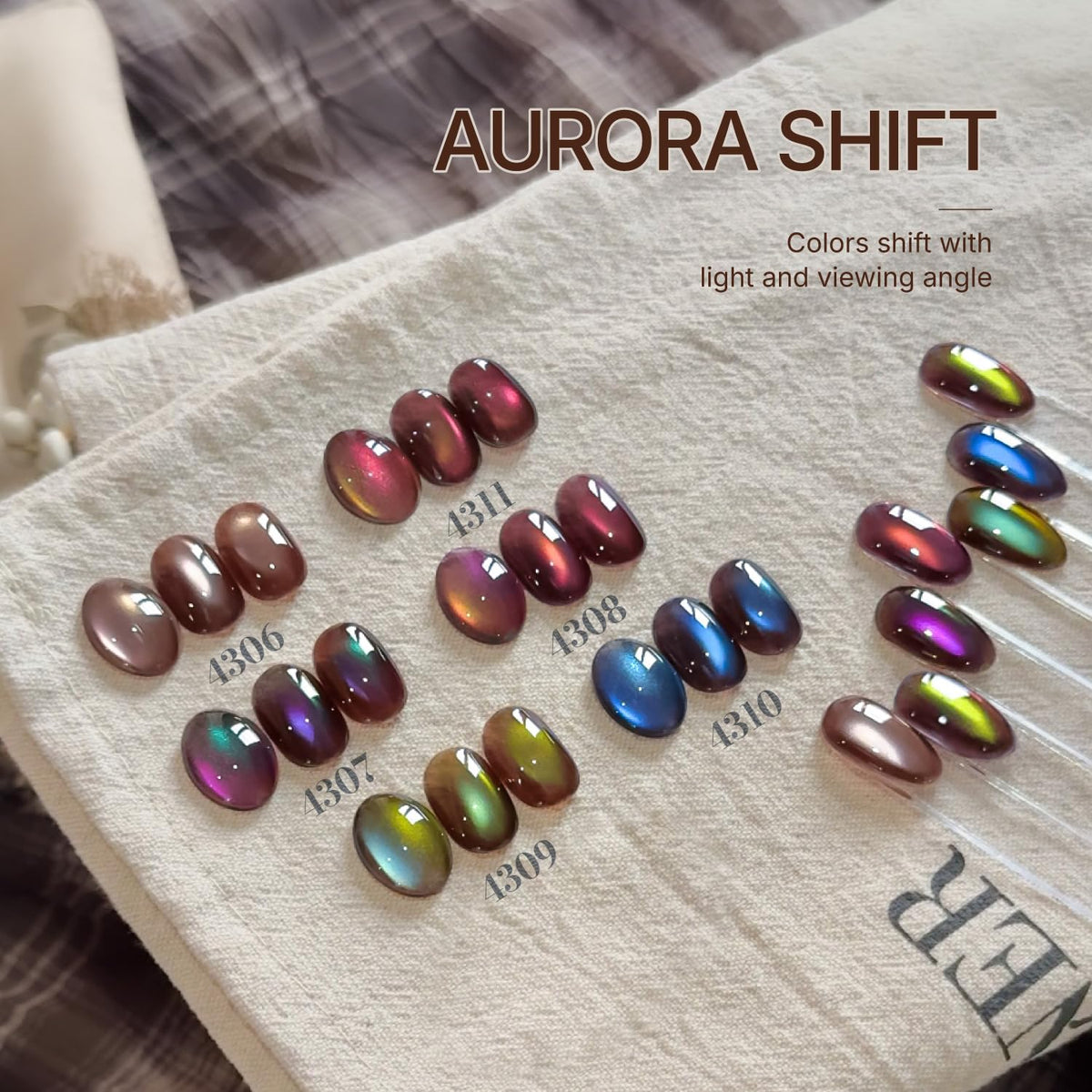Close-up of GAOY gel polish with aurora shift effect