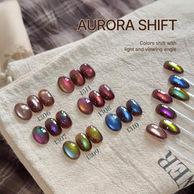 Close-up of GAOY gel polish with aurora shift effect