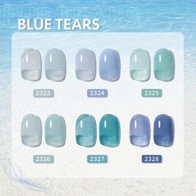Close-up of GAOY Jelly Blue Gel Nail Polish bottle showing the blue shade
