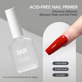 Close-up of GAOY Nail Primer bottle with label
