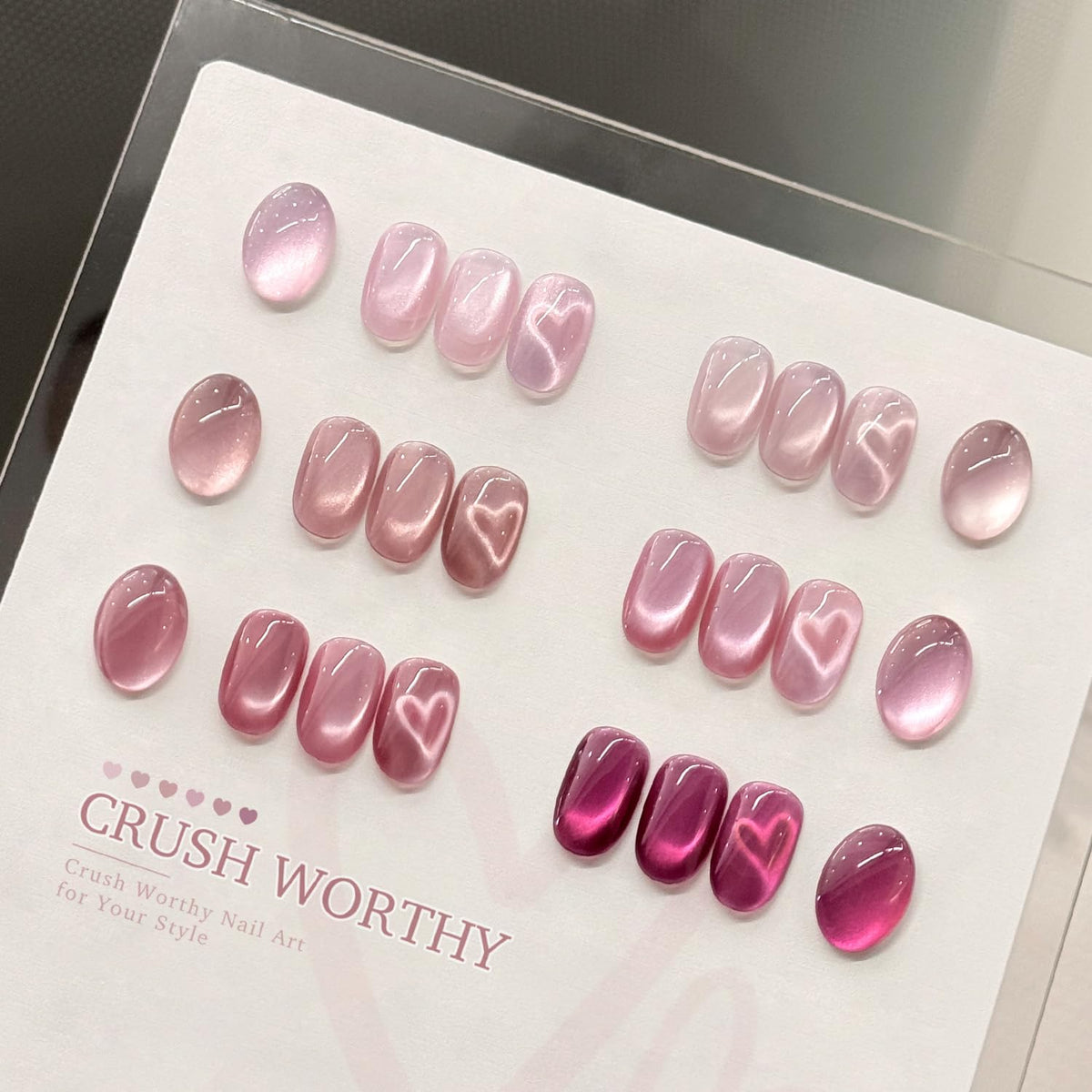 Close-up of GAOY Pink Cat Eye Gel Nail Polish in vibrant pink