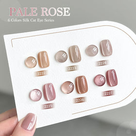 Close-up of GAOY Pink Cat Eye gel polish in pale rose