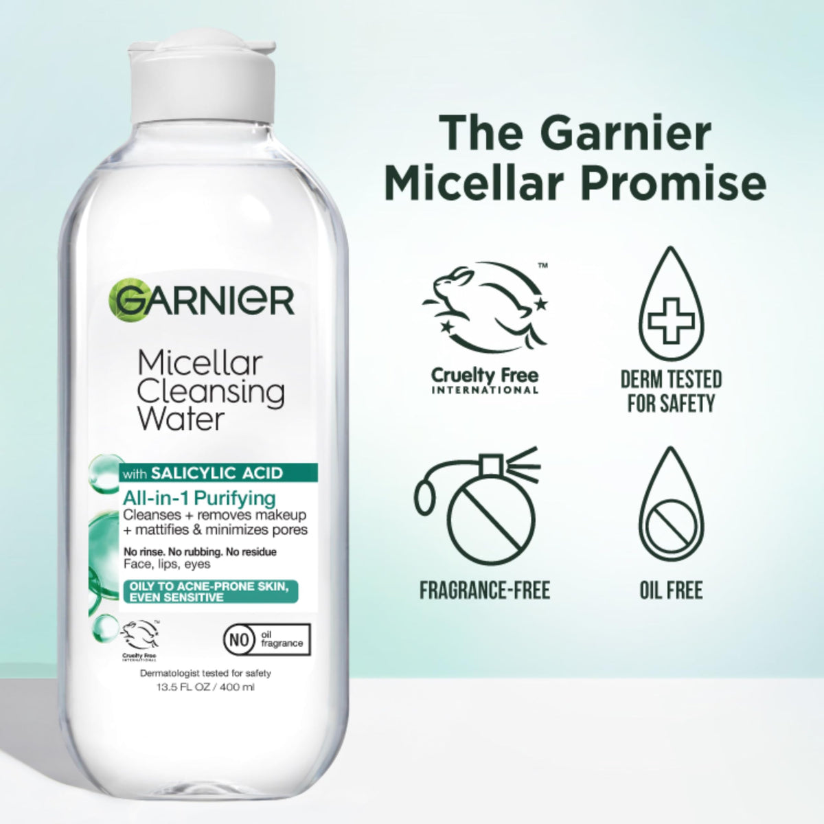 Close-up of Garnier Micellar Water cap and opening
