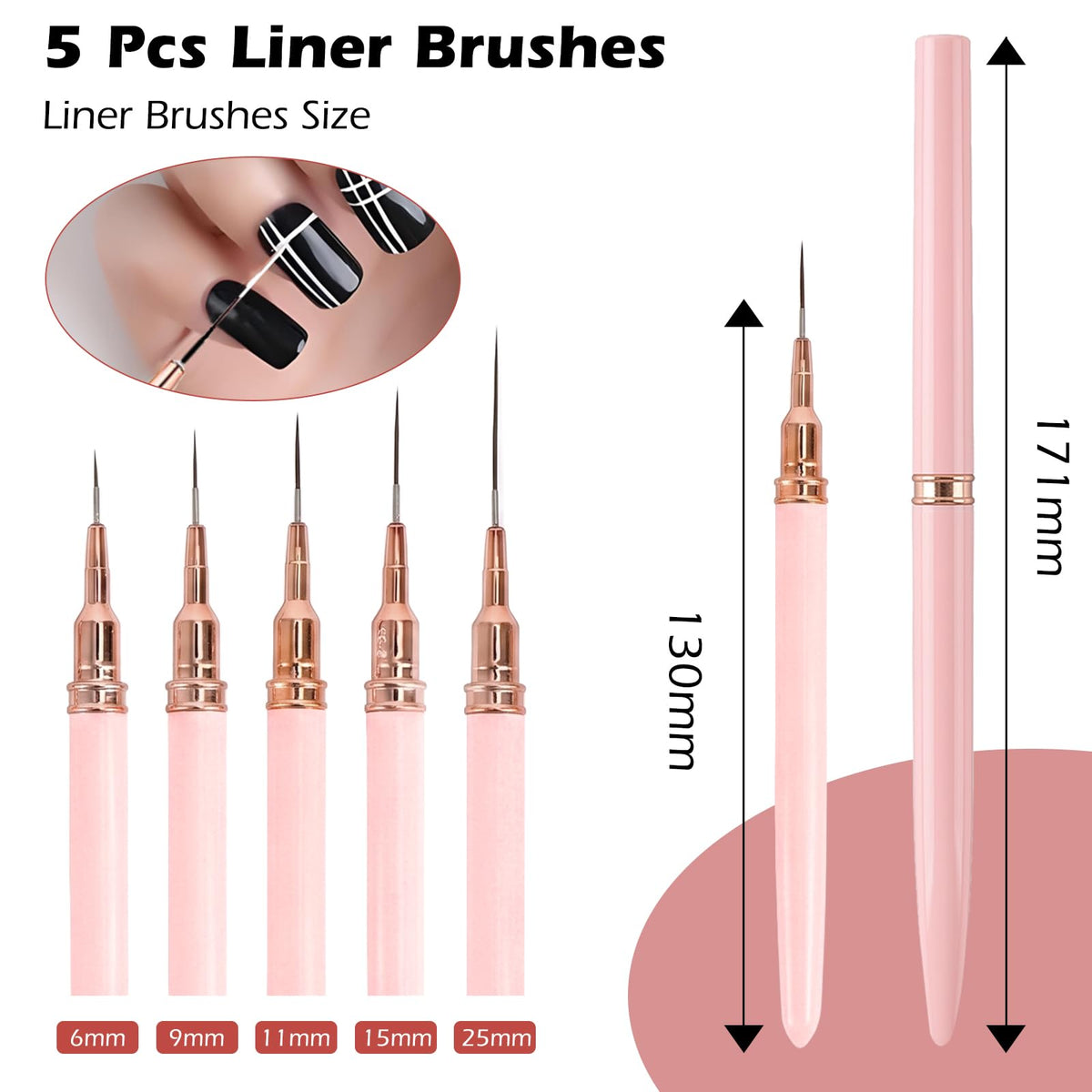 Close-up of GASRONS professional grade line brushes with ergonomic handles