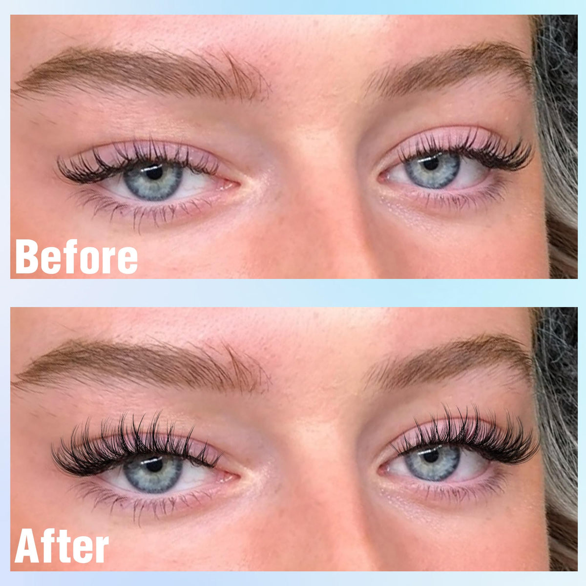 Close-up of Geeneiya 10-12MM lash clusters in natural look