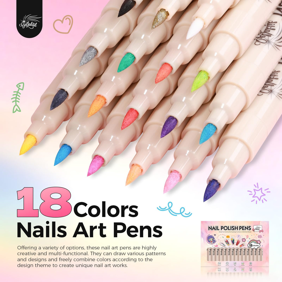 Close-up of GELLAKTIK 0.7mm fine tip nail art pen