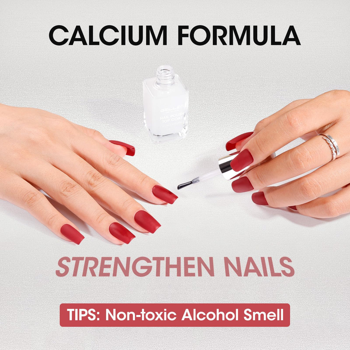 Close-up of GELLEN Matte Clear Nail Polish on nails
