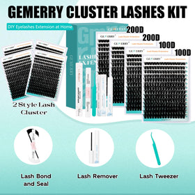 Close-up of GEMERRY cluster lashes in various lengths