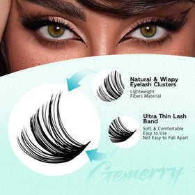 Close-up of GEMERRY cluster lashes showcasing their curl