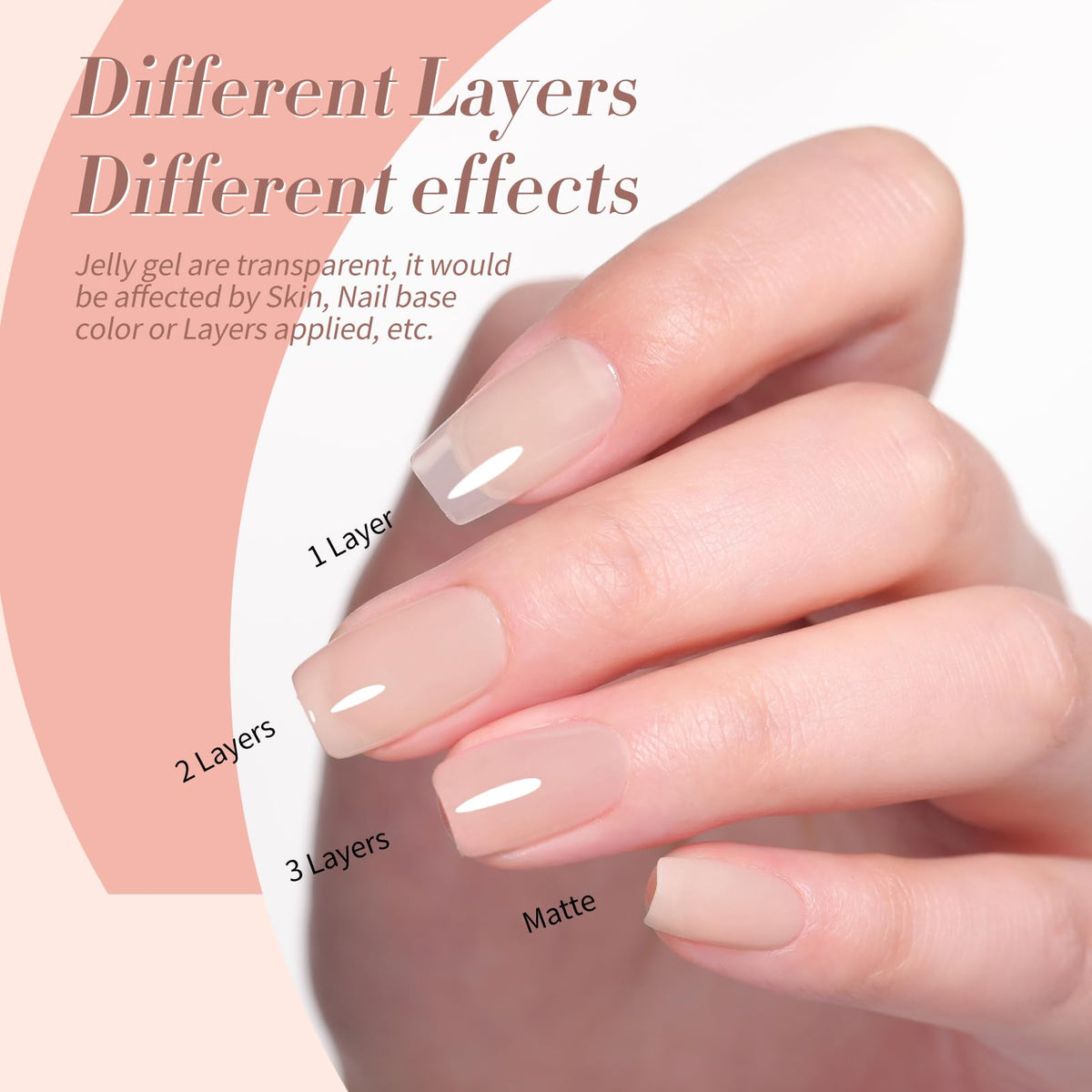 Close-up of gentle nude pink gel polish from Born Pretty