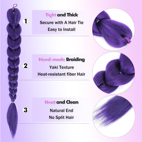 Close-up of GetGal purple braids texture