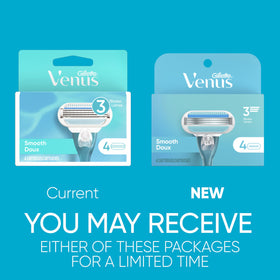 Close-up of Gillette Venus 3 Blade Razor blades with comfort cushions