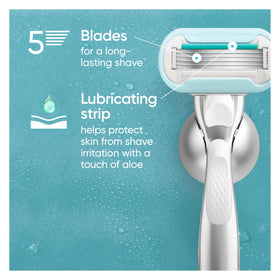 Close-up of Gillette Venus Extra Smooth razor blades showing 5 blades