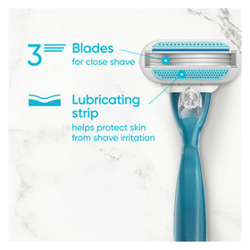 Close-up of Gillette Venus Smooth razor blade with comfort cushions
