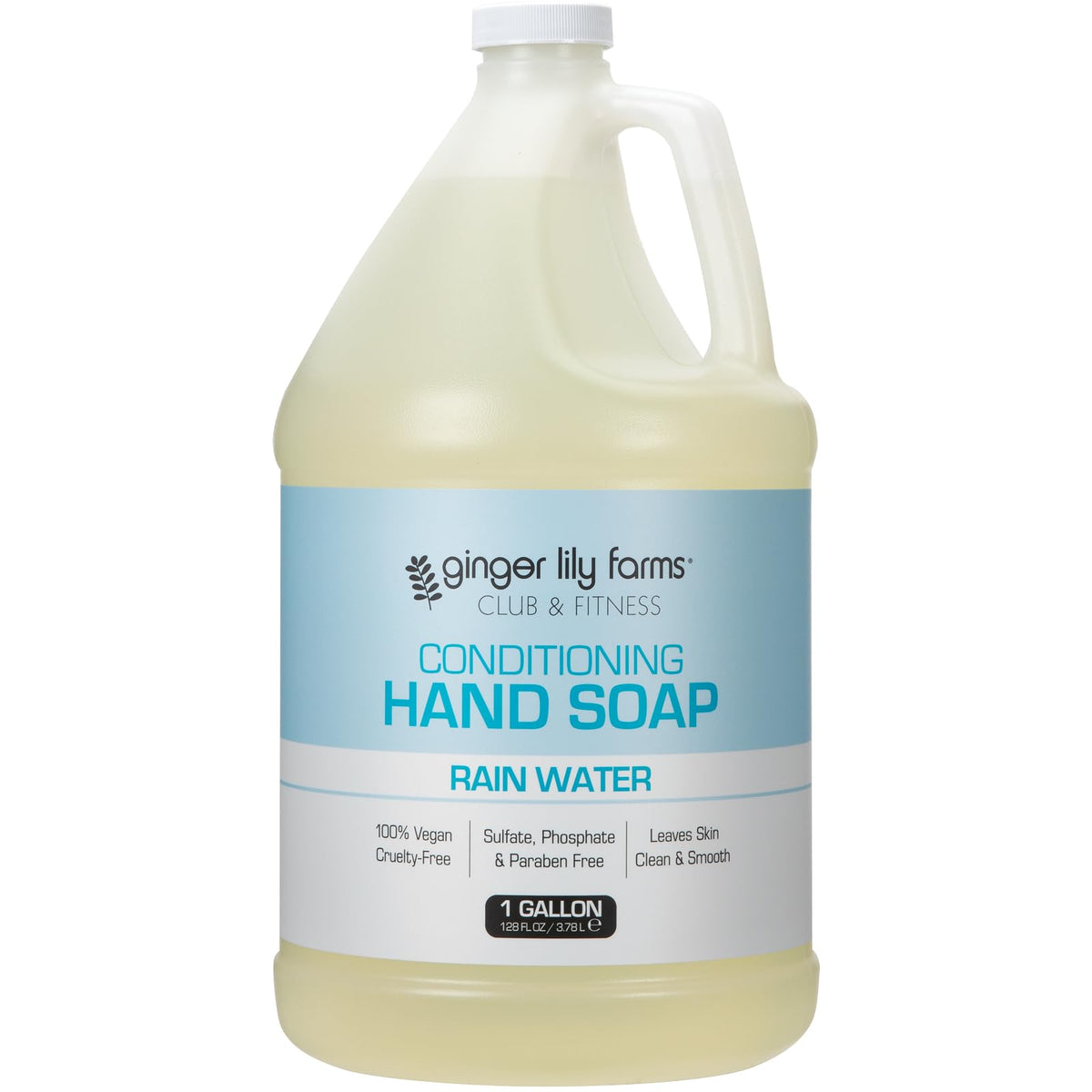 Close-up of Ginger Lily Farms Hand Soap bottle with creamy lather