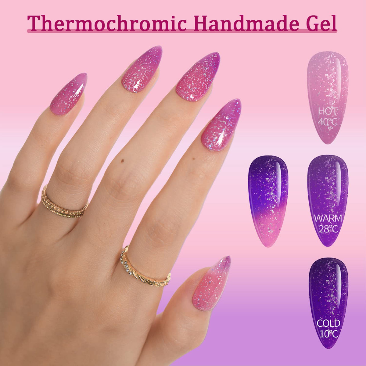 Close-up of GLAMERMAID press on nails with gel-like shine