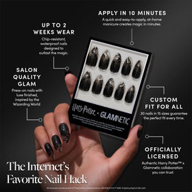 Close-up of Glamnetic Harry Potter Dementor Press On Nails showing glossy finish