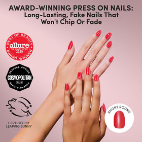 Close-up of Glamnetic Press On Nails in Glazed Red finish