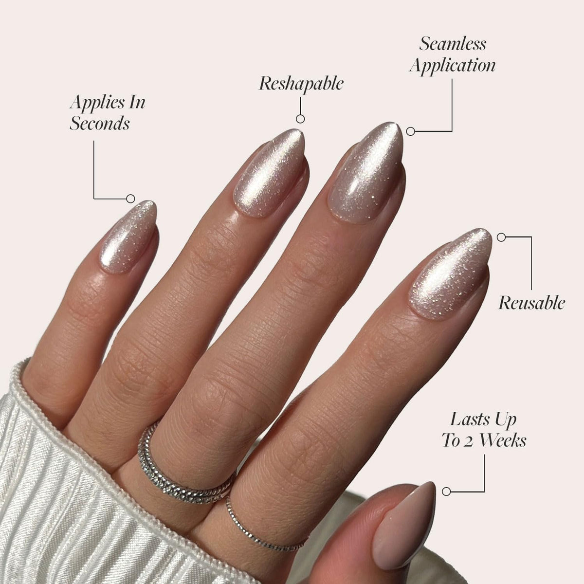 Close-up of Glamnetic Press On Nails in various sizes