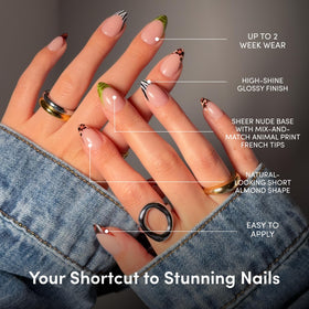 Close-up of Glamnetic Press On Nails showing cheetah print