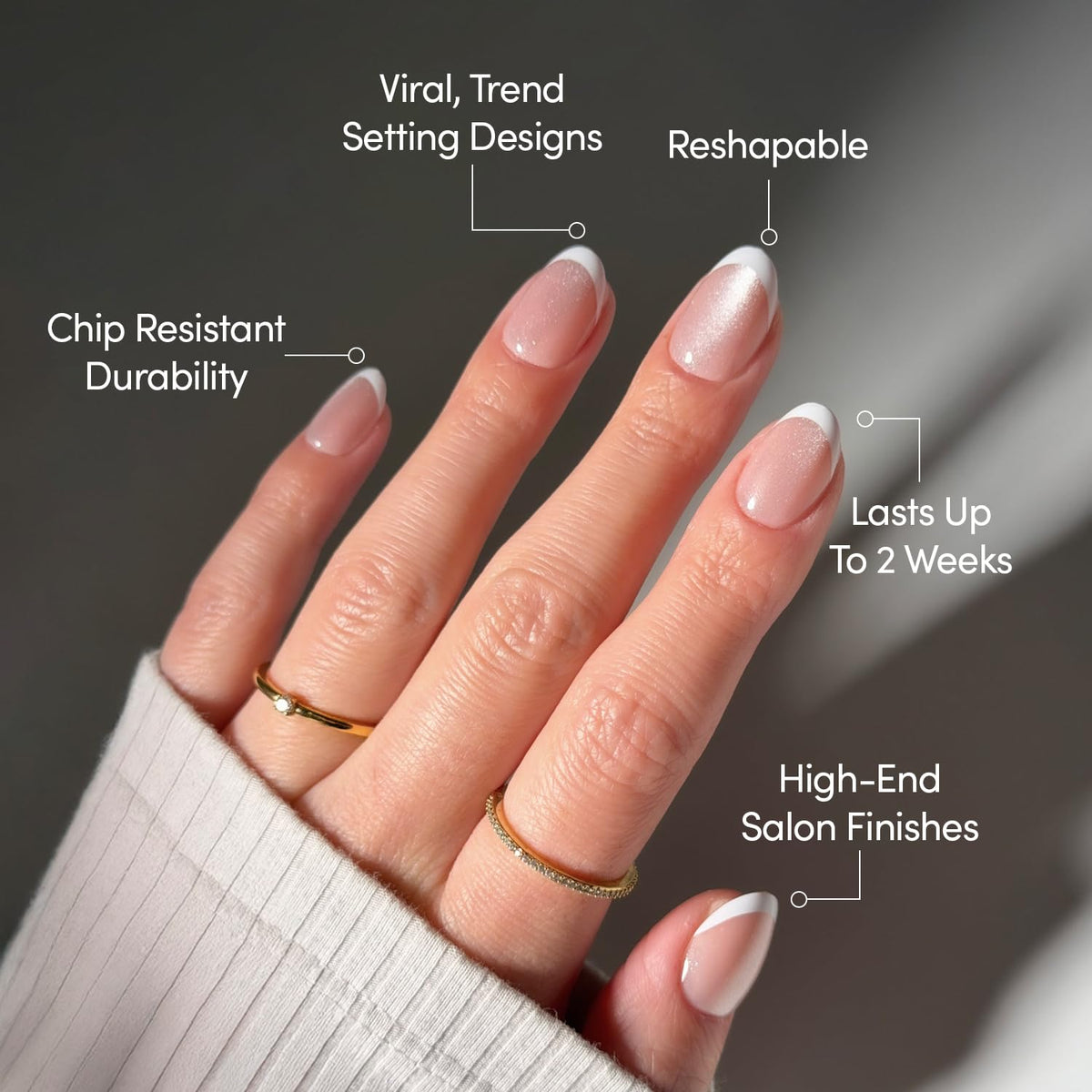 Close-up of Glamnetic Press On Nails showing French tips