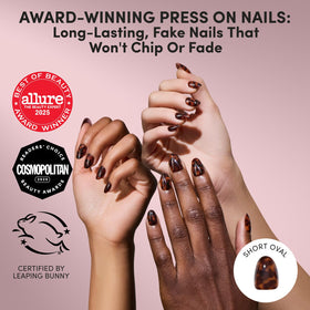Close-up of Glamnetic Press On Nails showing glossy tortoiseshell finish