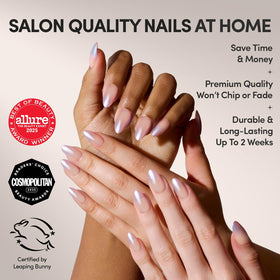 Close-up of Glamnetic Press On Nails showing silver gradient